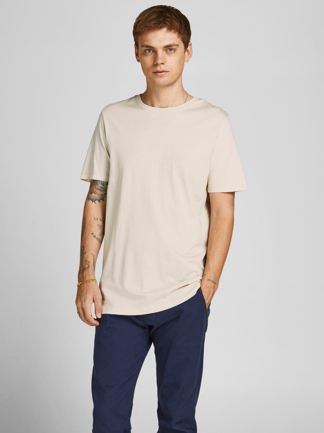 Camiseta de manga corta beige - JJEORGANIC BASIC TEE SS O-NECK NOOS